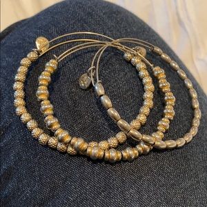 Alex and Ani Gold Beaded Bangles - 3 Bracelets